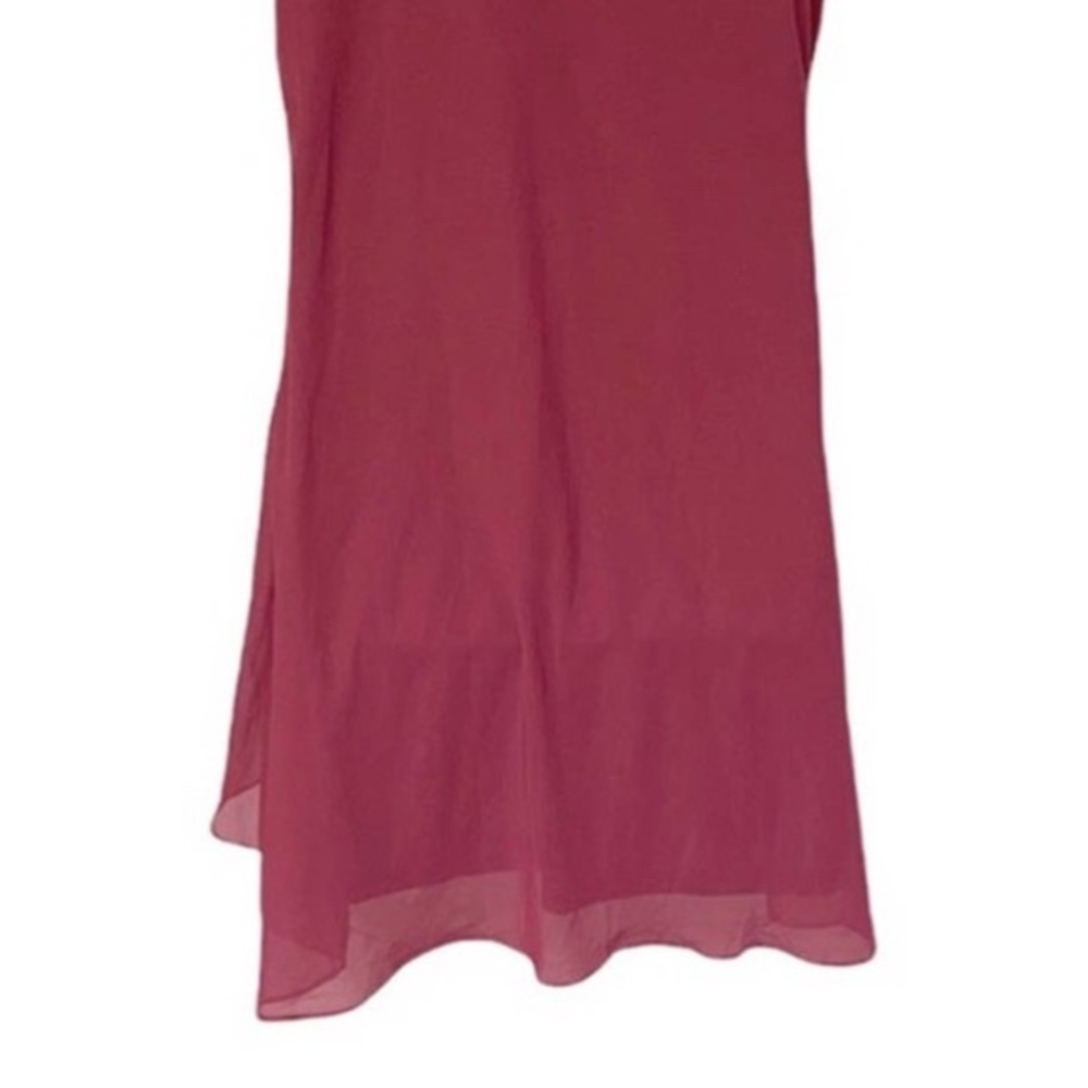 Midnight Velvet Georgette Shift Cocktail Party Guest Fuchsia Summer Beaded Dress - Picture 12 of 15